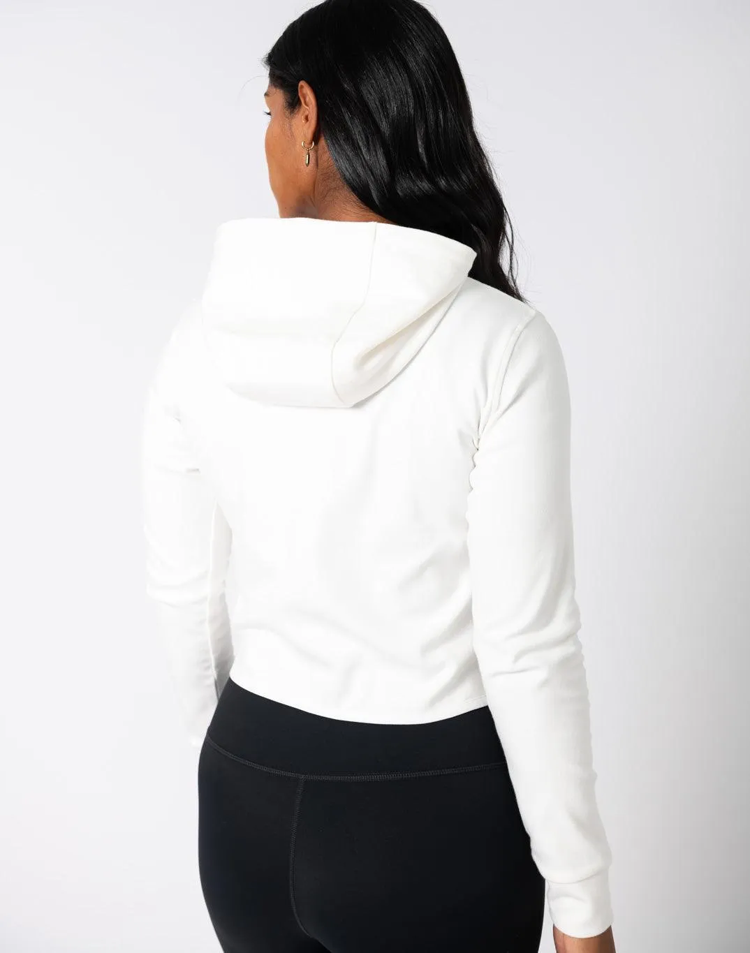 Chill Crop Zip Hoodie in Ivory White sold by Gym+Coffee product image thumbnail 4