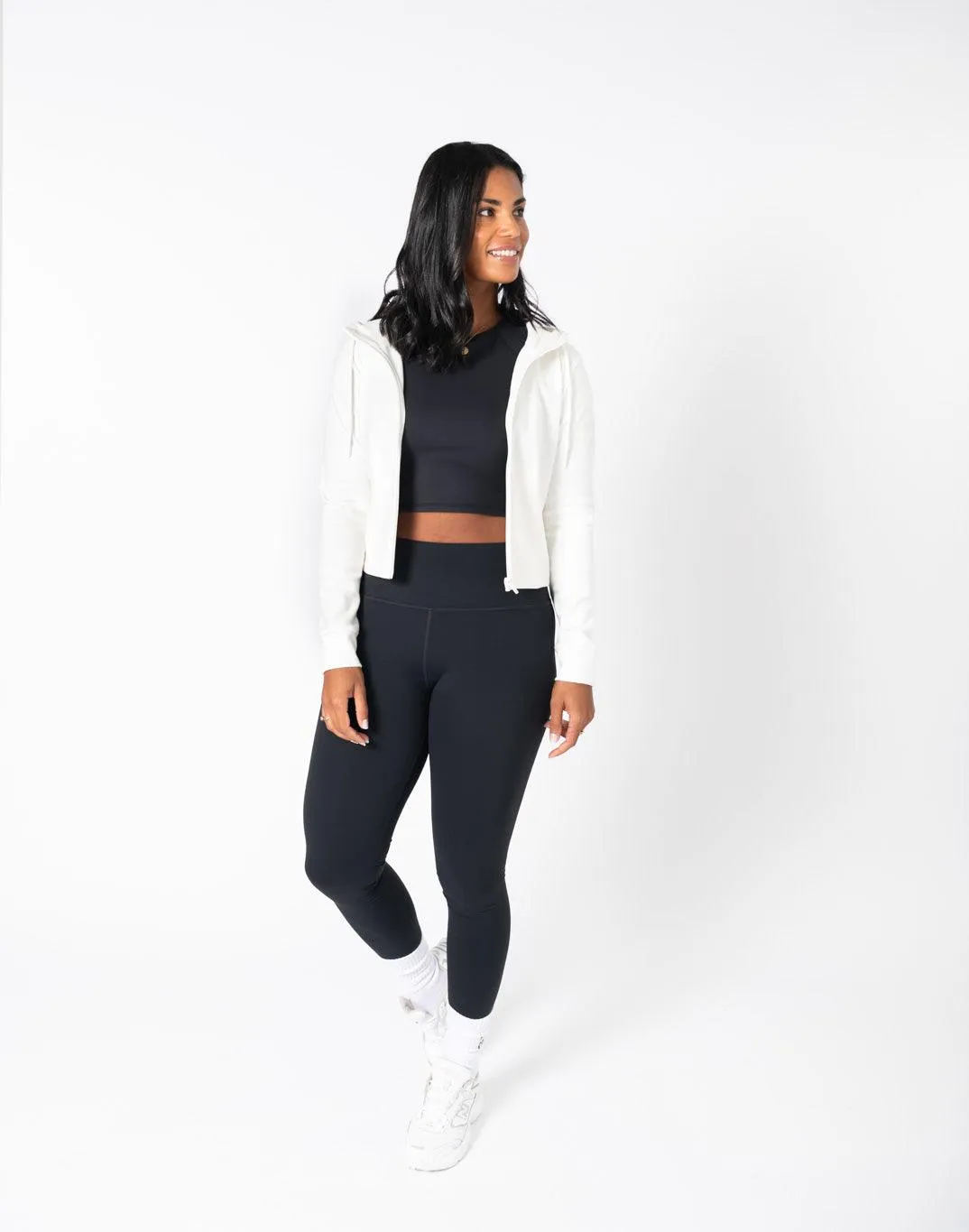Chill Crop Zip Hoodie in Ivory White sold by Gym+Coffee product image thumbnail 2