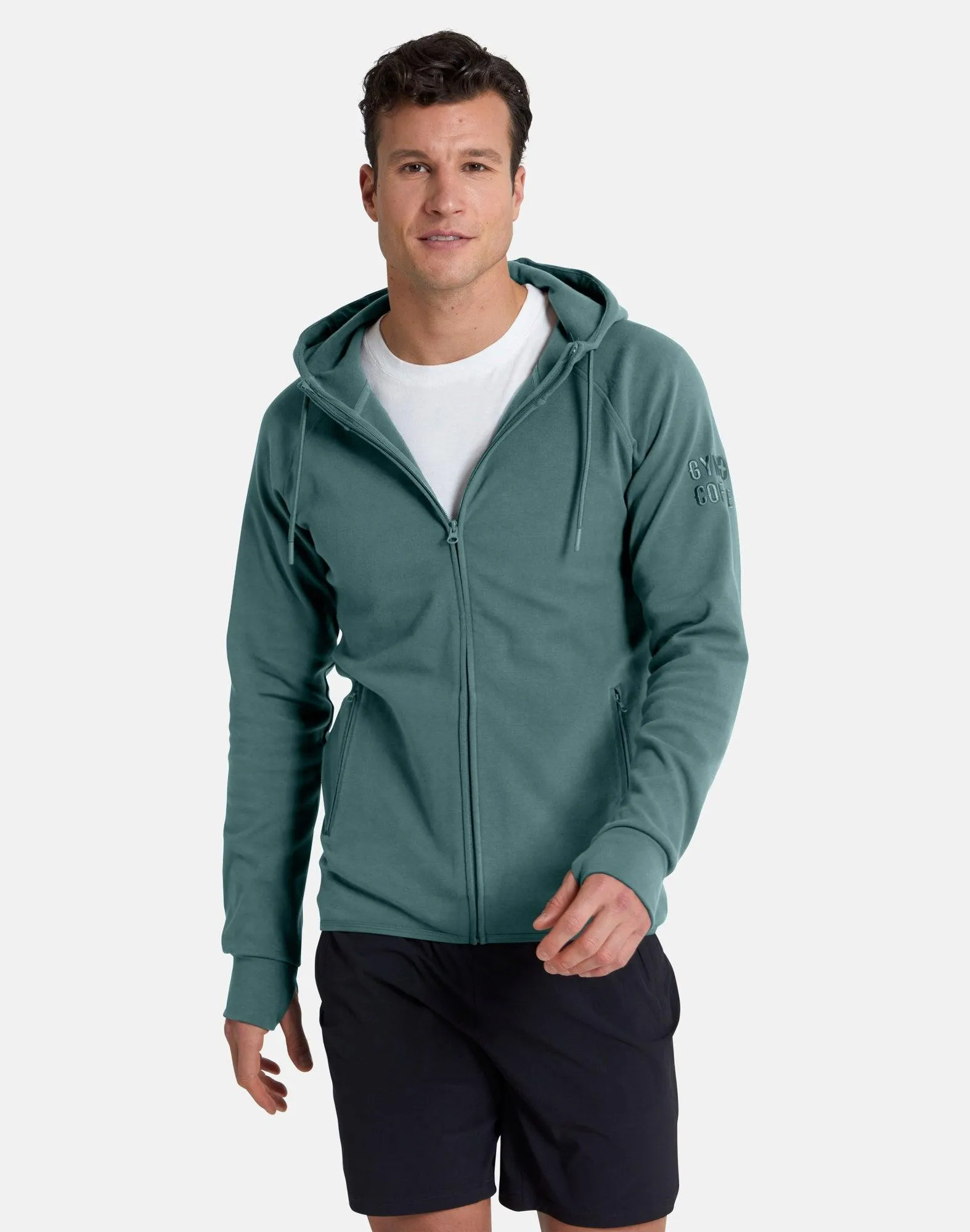 Chill Zip Hoodie in Fern Green sold by Gym+Coffee