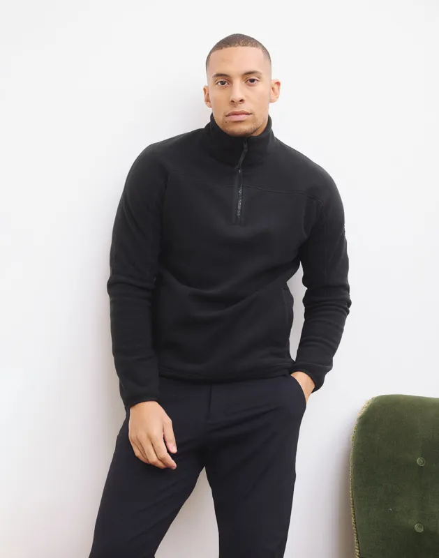 Half Zip Polar Fleece in Deep Black sold by Gym+Coffee