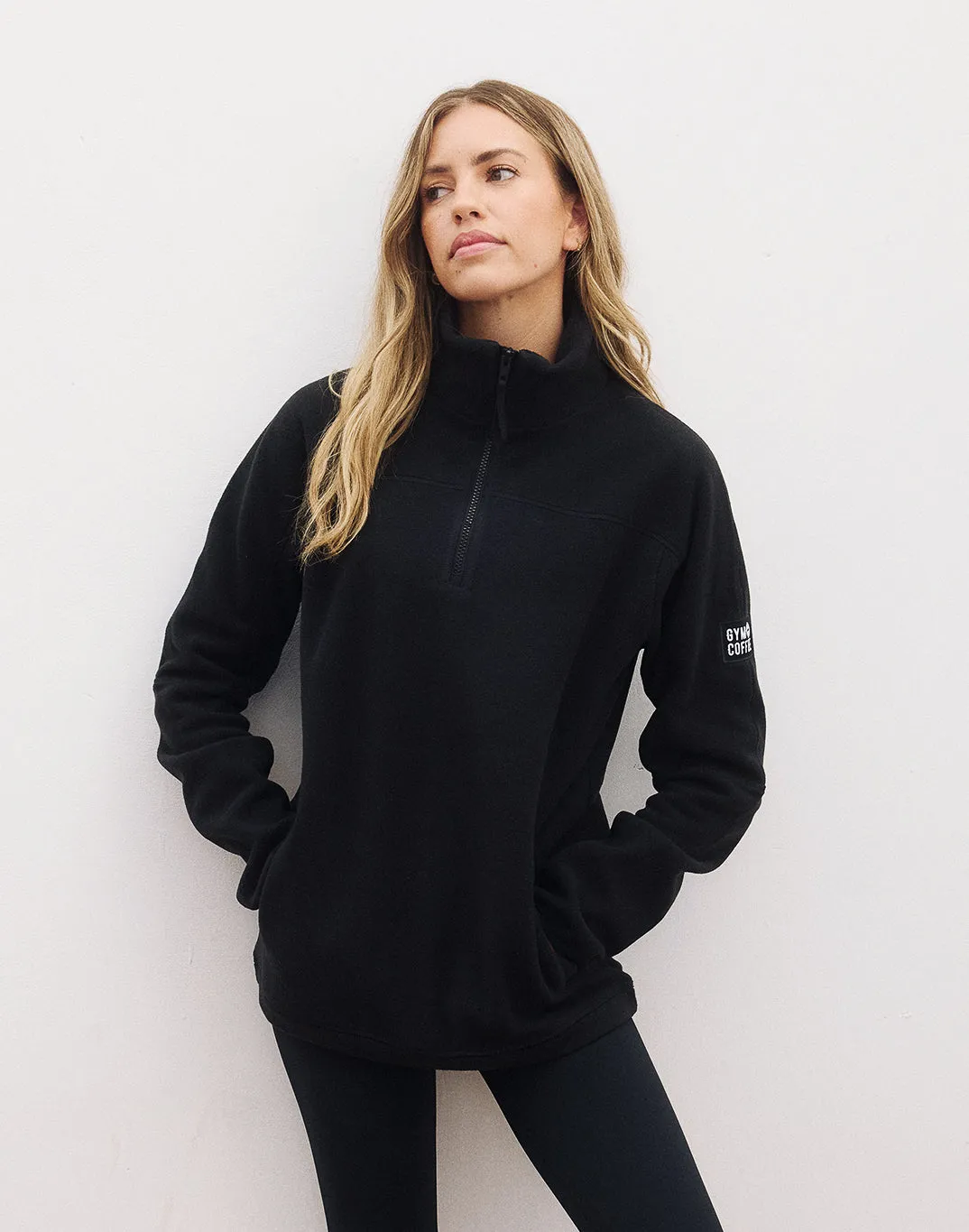 Half Zip Polar Fleece in Deep Black sold by Gym+Coffee product image thumbnail 2