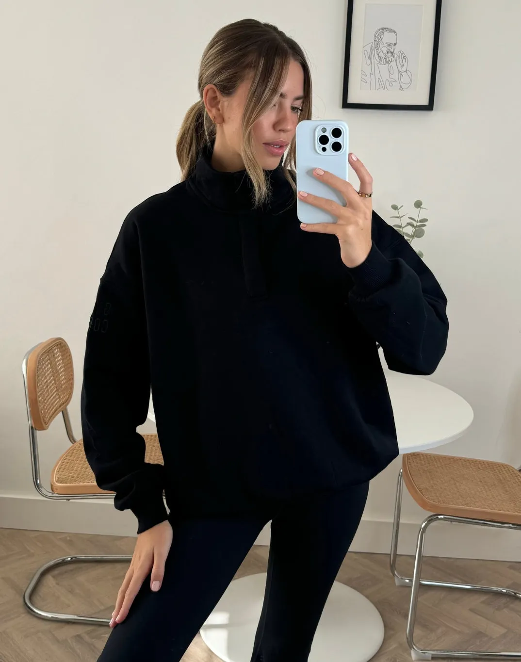 Snap Collar Sierra Sweatshirt in Black sold by Gym+Coffee