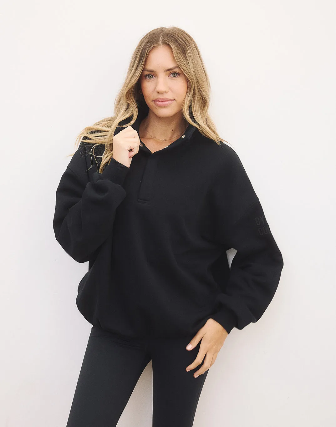 Snap Collar Sierra Sweatshirt in Black sold by Gym+Coffee product image thumbnail 2