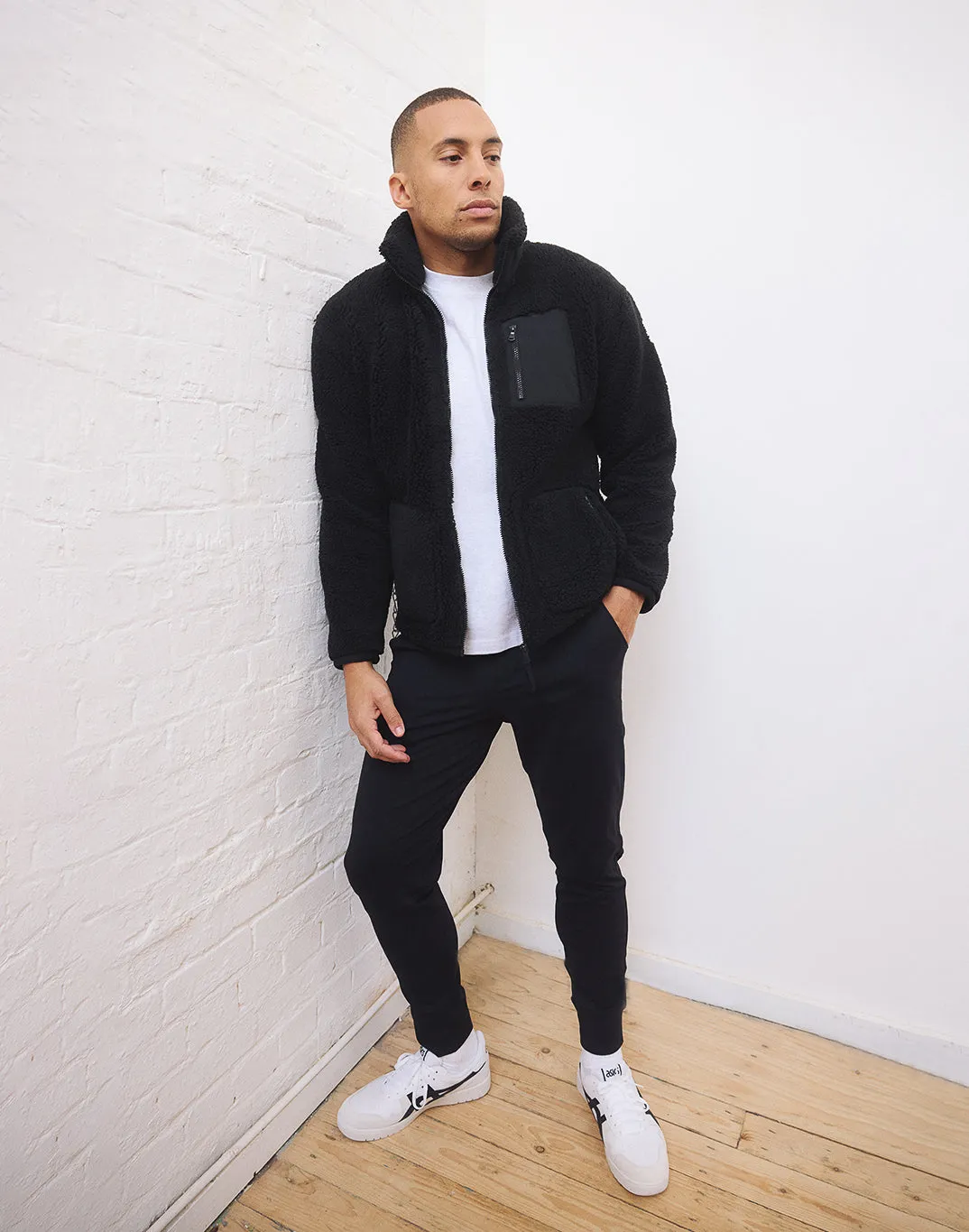 Industry Fleece Jacket in Black sold by Gym+Coffee