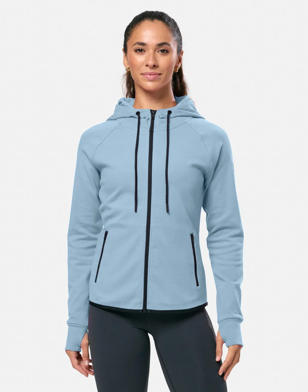 Chill Patch Zip Hoodie in Steel Blue sold by Gym+Coffee