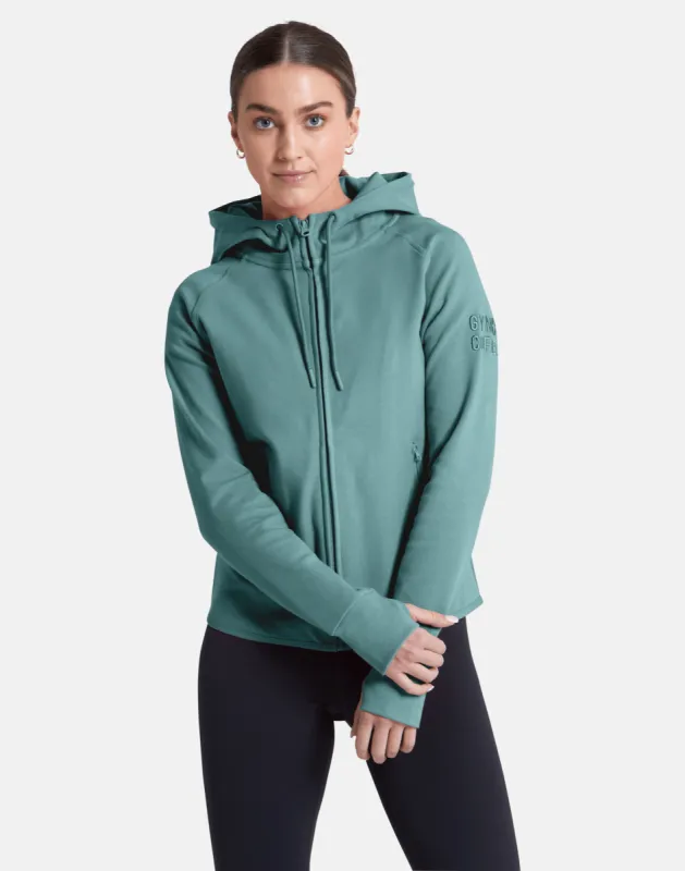 Chill Zip Hoodie in Fern Green sold by Gym+Coffee