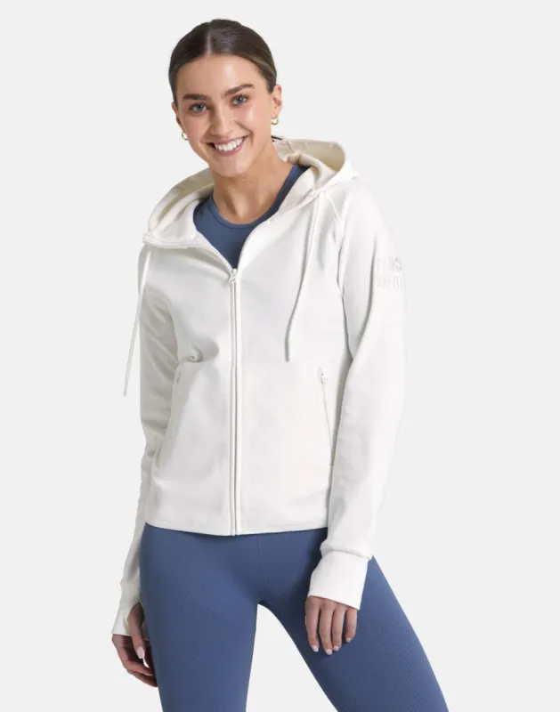 Chill Zip Hoodie in Ivory White sold by Gym+Coffee