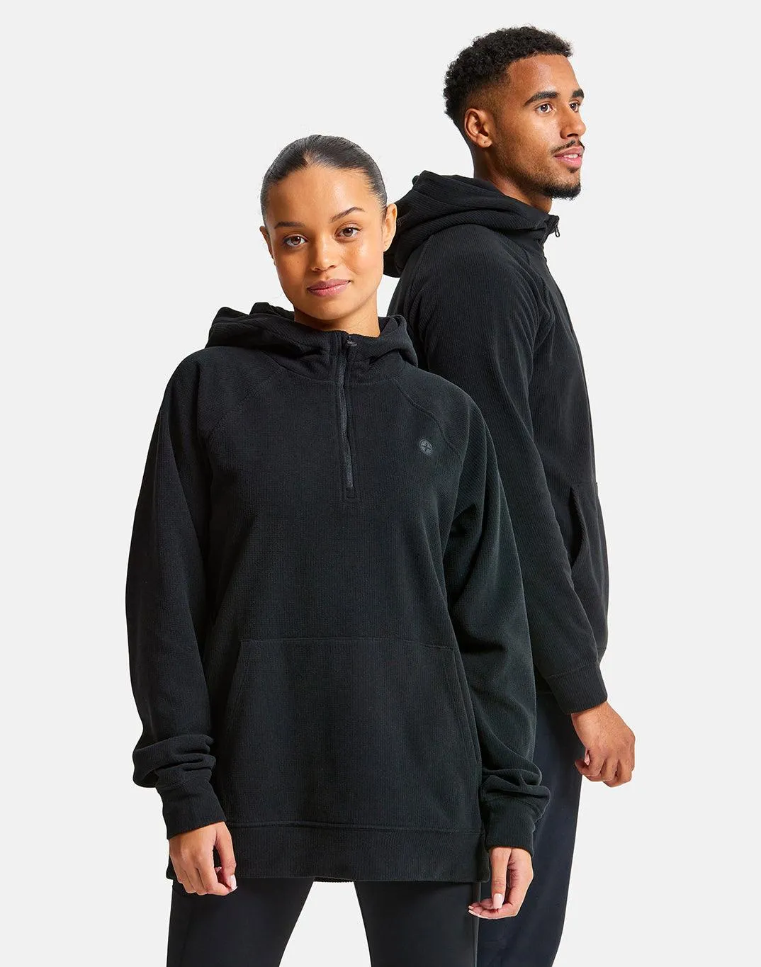 Textured Half Zip Hoodie in Jet Black sold by Gym+Coffee