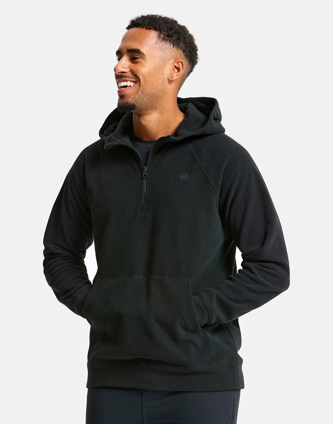 Textured Half Zip Hoodie in Jet Black sold by Gym+Coffee product image thumbnail 5