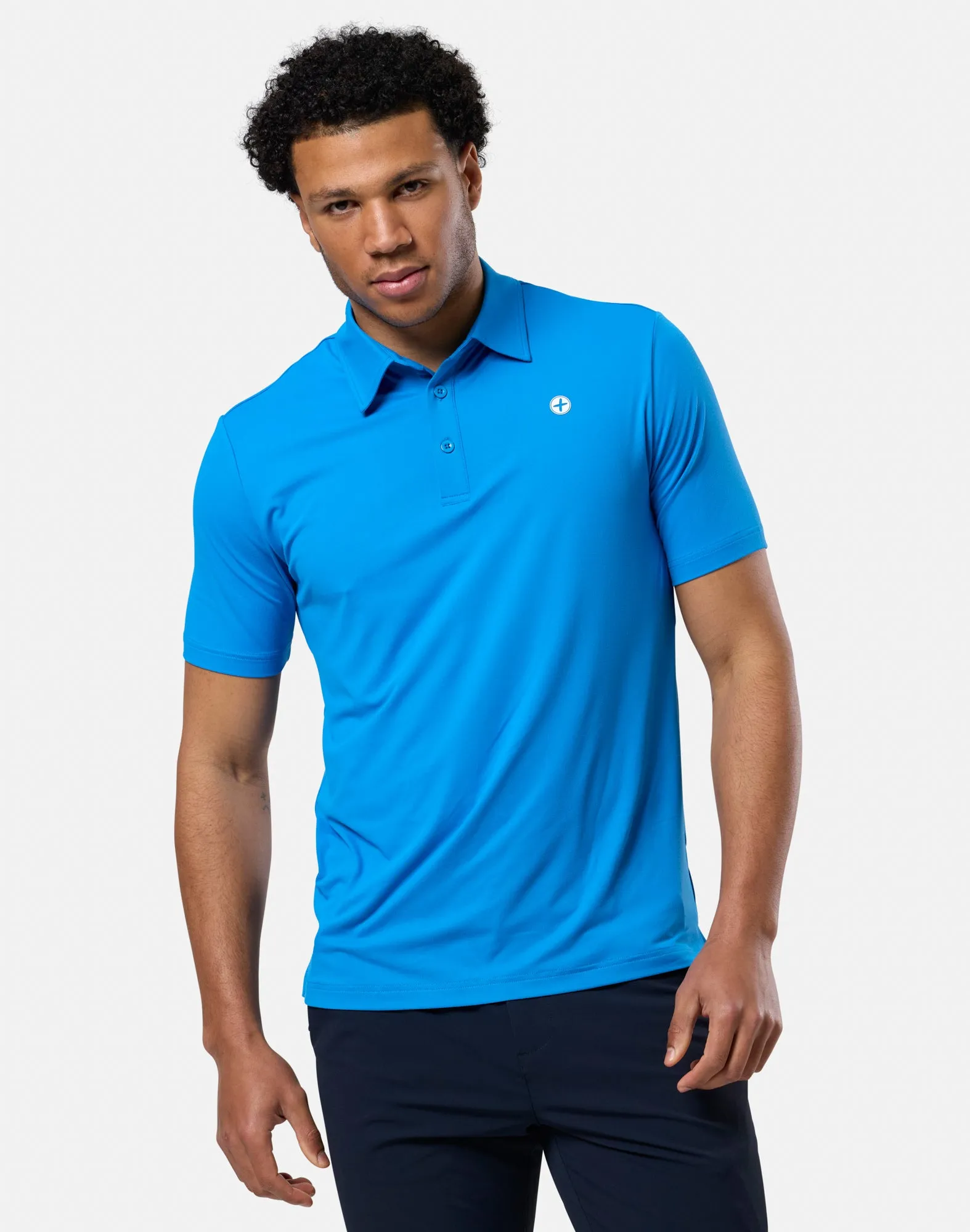 Coffee Polo Tee in Sky Blue sold by Gym+Coffee