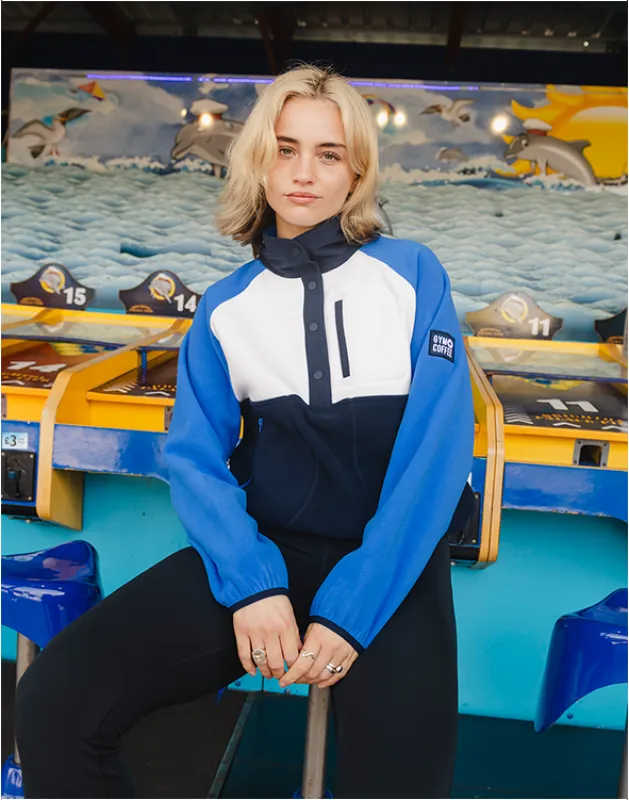 Snap Polar Fleece in Azure Blue sold by Gym+Coffee