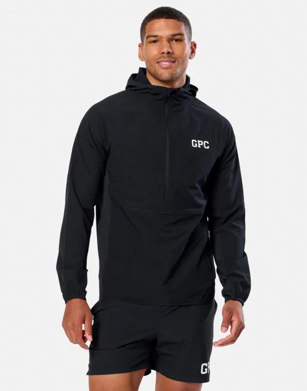 GPC Train Hooded Midlayer in Black sold by Gym+Coffee