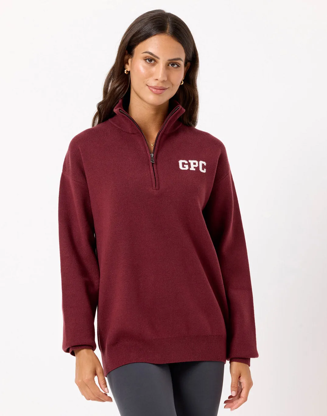 Knit Half Zip in Mulberry sold by Gym+Coffee product image thumbnail 2