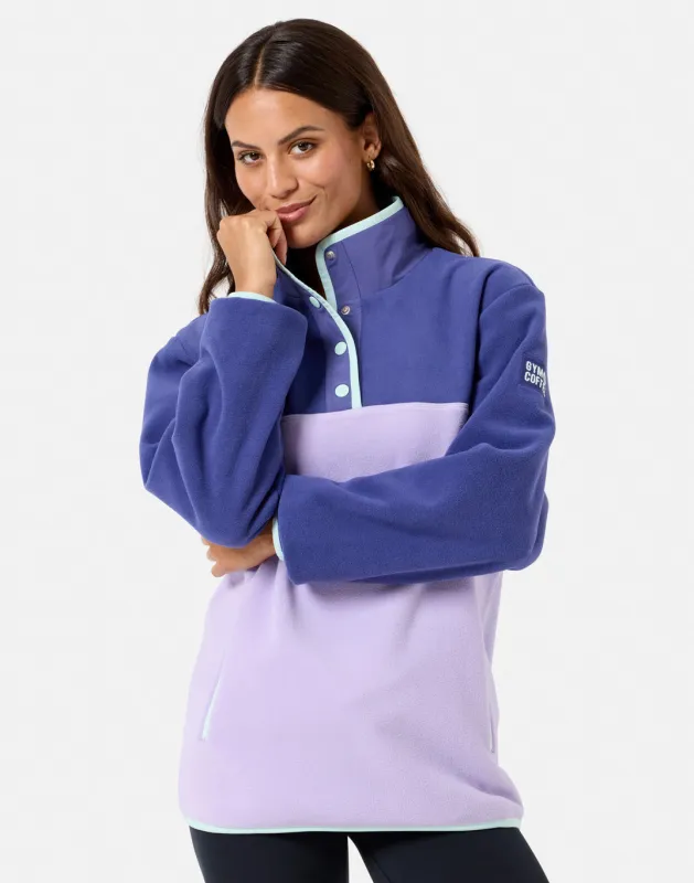Half Snap Polar Fleece in Lilac sold by Gym+Coffee