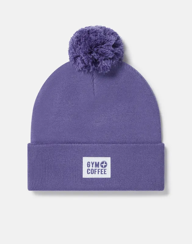 Knit Bobble Beanie in Violet Smoke sold by Gym+Coffee