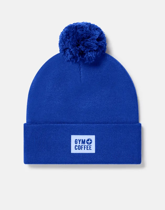 Knit Bobble Beanie in Azure Blue sold by Gym+Coffee