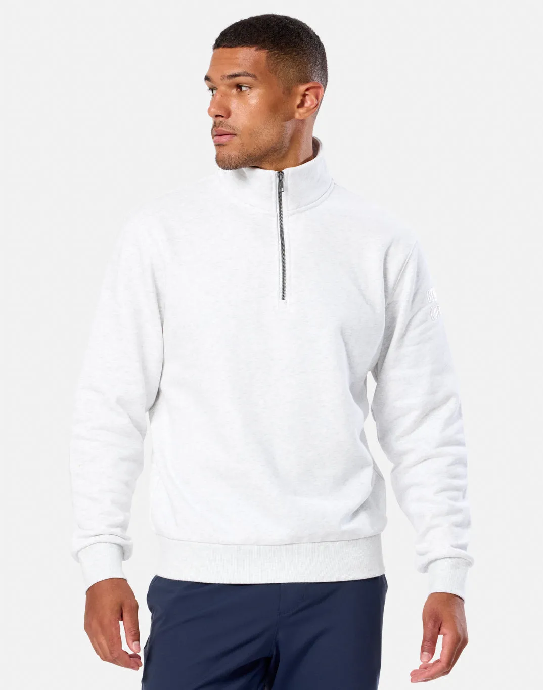 Clubhouse Quarter Zip in White Marl sold by Gym+Coffee