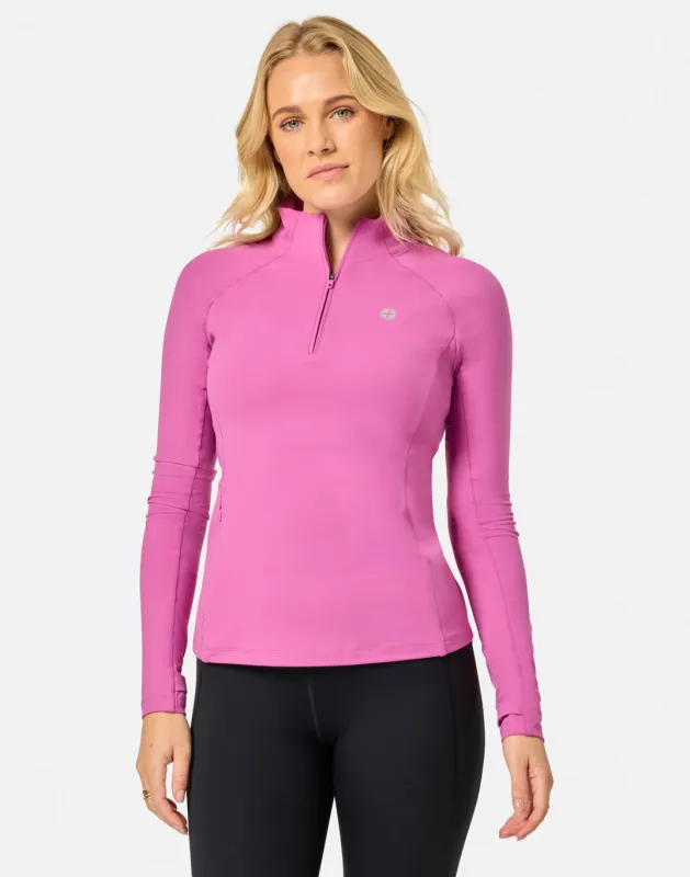 Relentless 1/4 Zip in Crisp Pink sold by Gym+Coffee