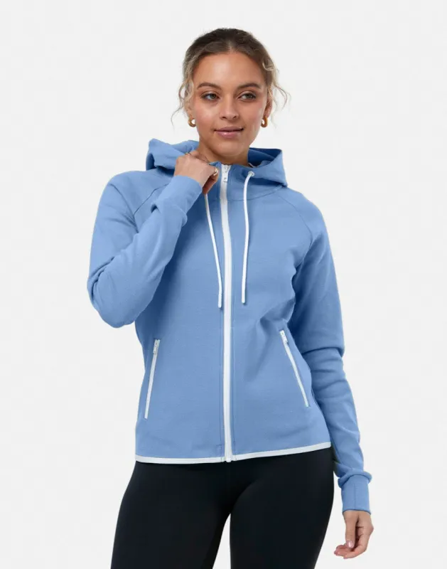 Chill Zip Hoodie in Oasis Blue sold by Gym+Coffee