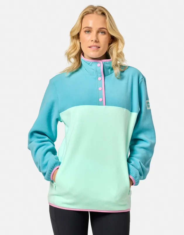 Half Snap Polar Fleece in Aqua sold by Gym+Coffee
