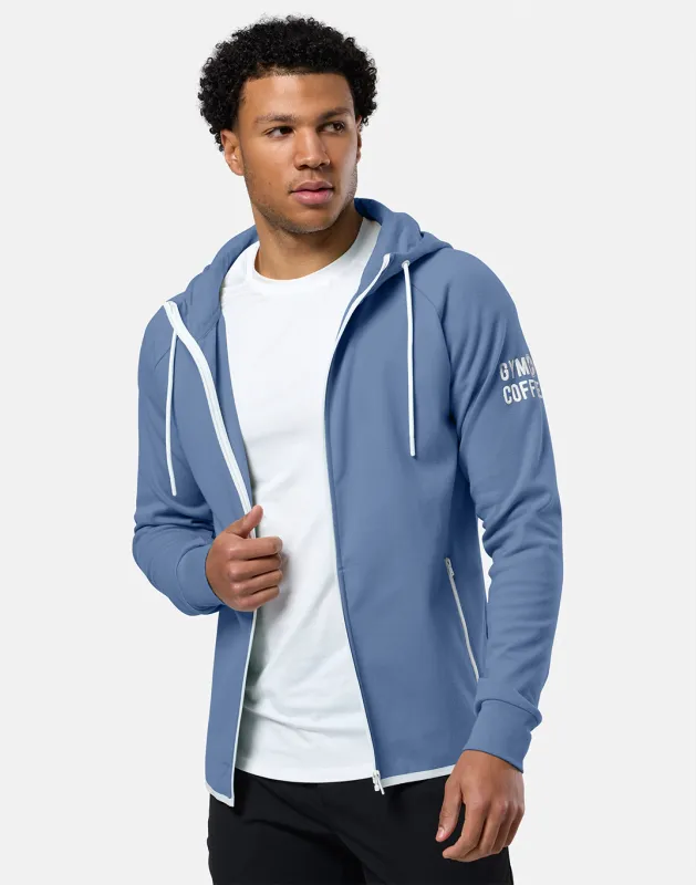 Chill Zip Hoodie in Oasis Blue sold by Gym+Coffee