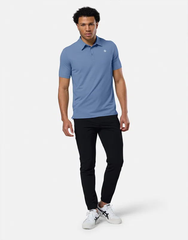 Coffee Polo Tee in Oasis Blue sold by Gym+Coffee