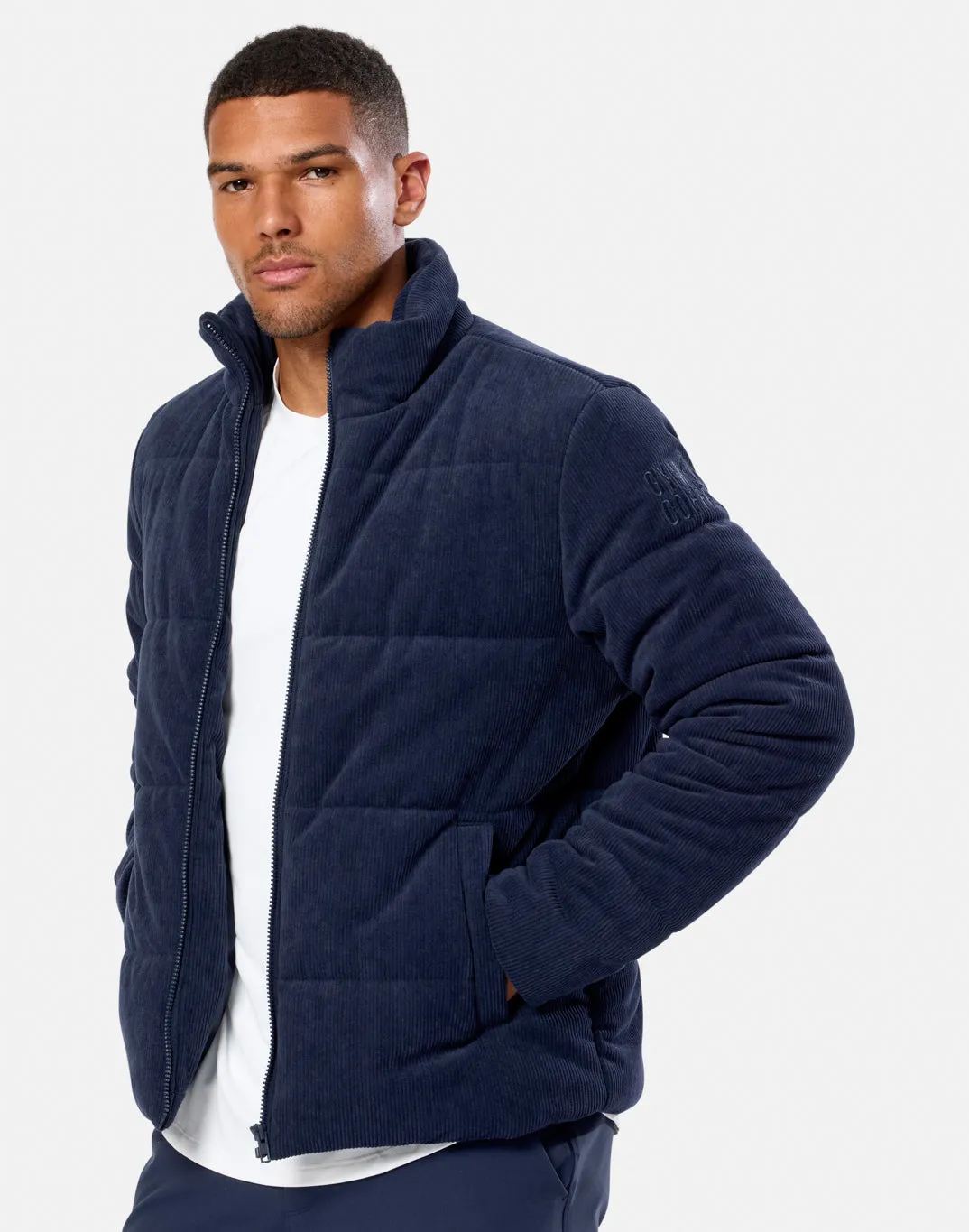 Cord Puffer Jacket in Twilight Navy sold by Gym+Coffee product image thumbnail 2