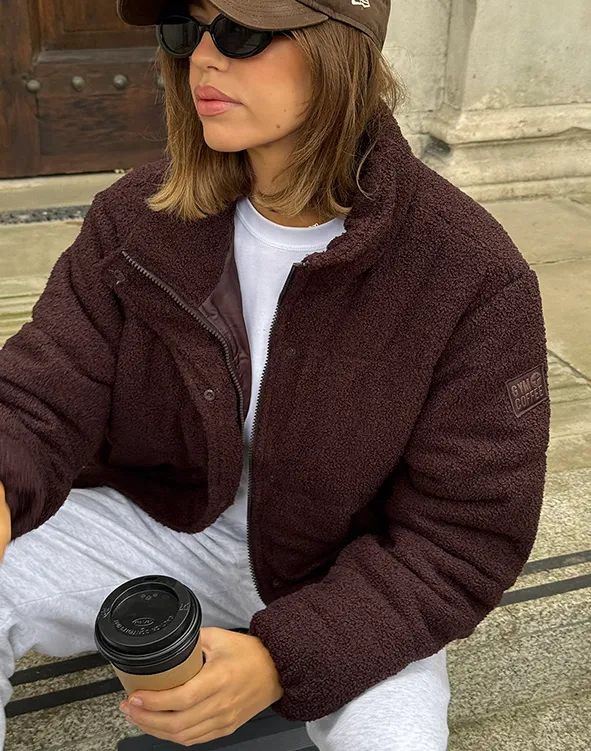 Cloud Puffer Jacket in Mocha Bean sold by Gym+Coffee