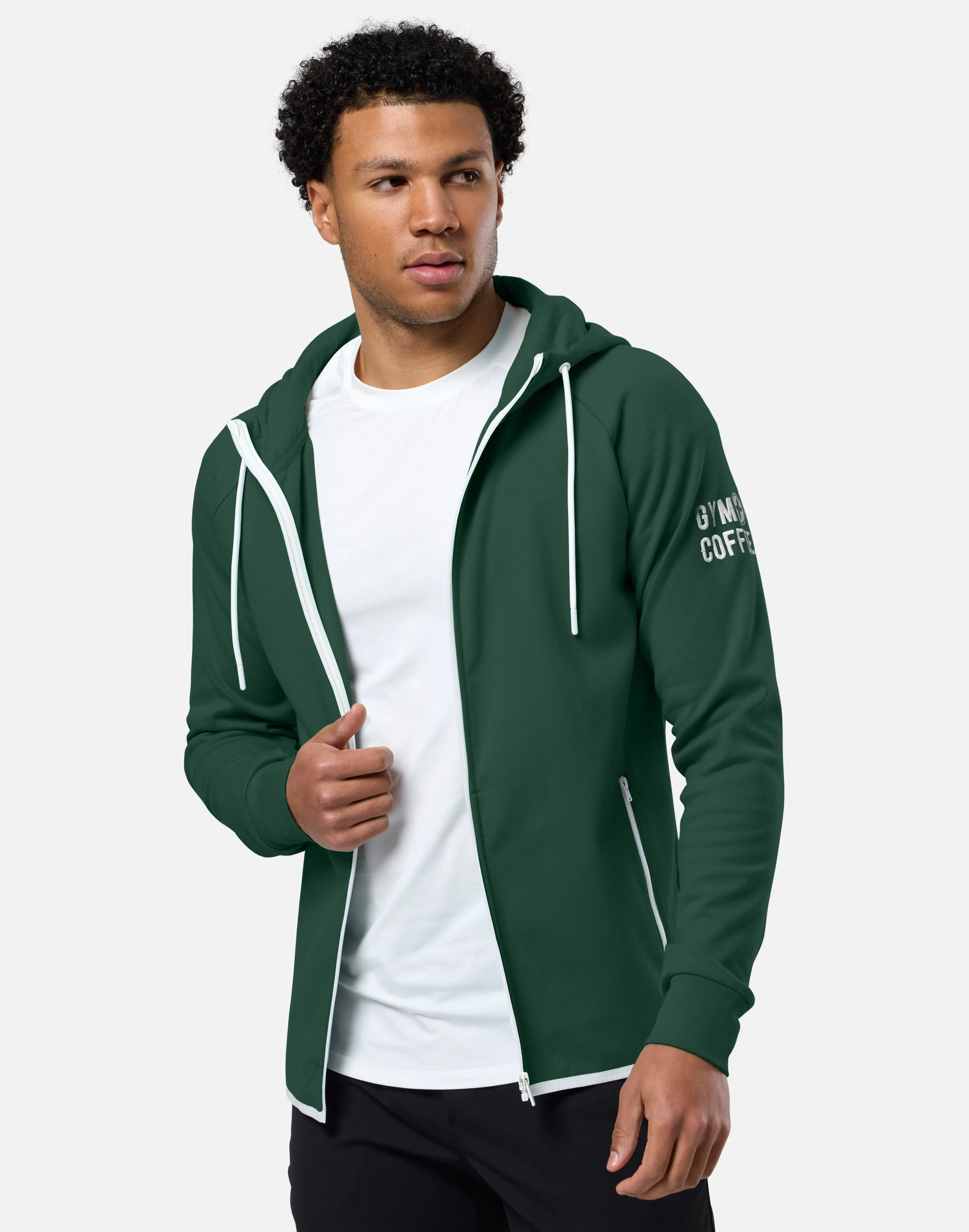 Chill Zip Hoodie in Amazon Green sold by Gym+Coffee