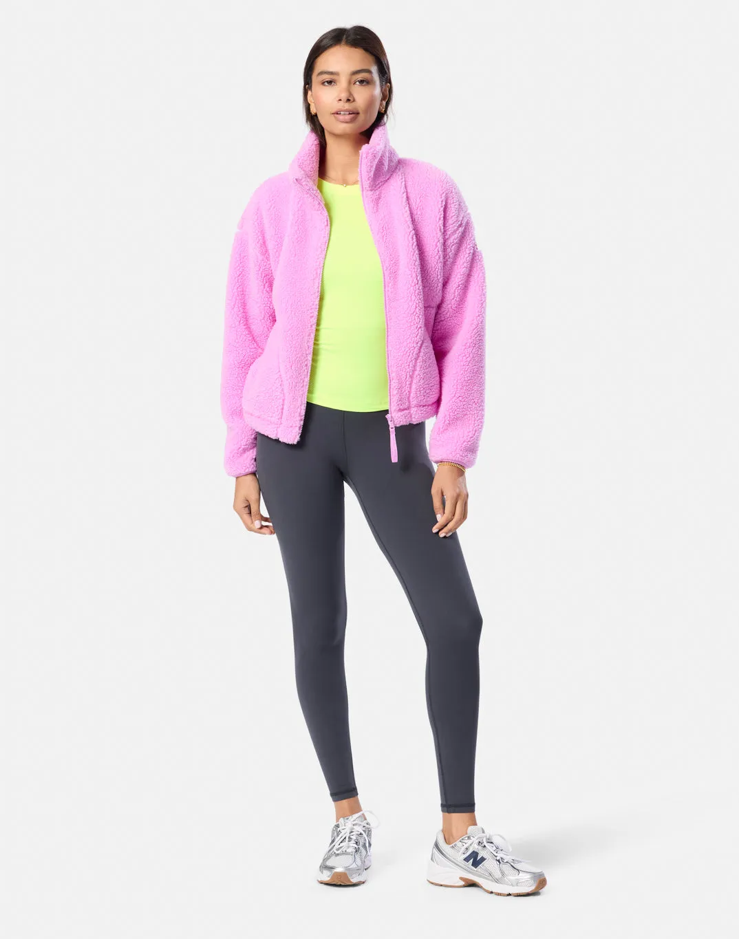 Industry Fleece High Collar Jacket in Neon Pink sold by Gym+Coffee product image thumbnail 5