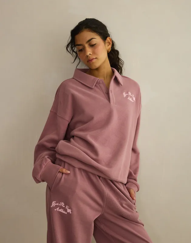Daily Collared Sweatshirt in Terra Rose made by Gym+Coffee