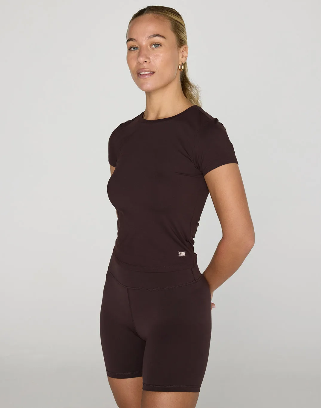 Daily Tee in Mocha Bean sold by Gym+Coffee