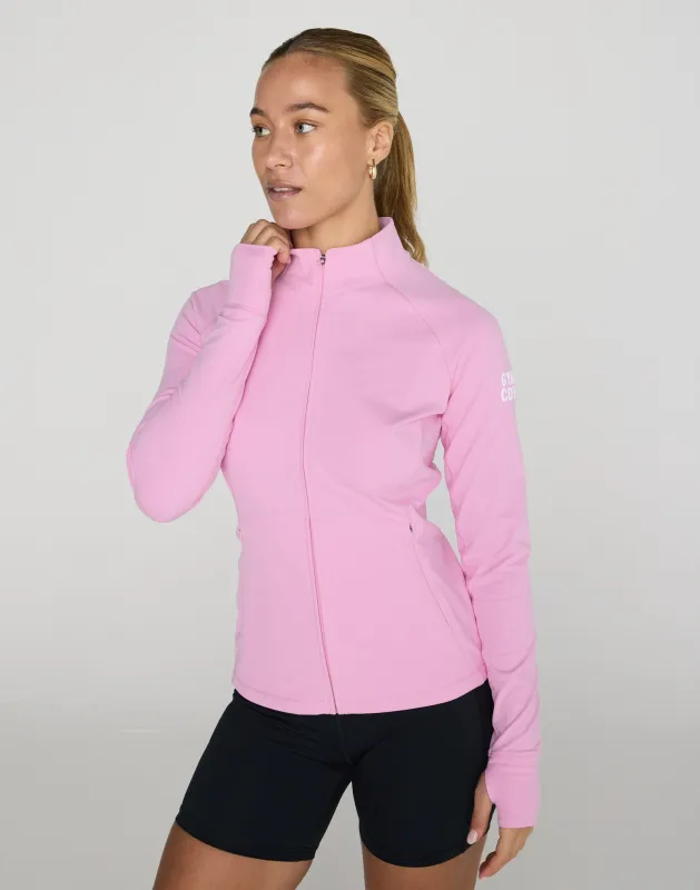 Relentless Full Zip in Pink Blossom made by Gym+Coffee