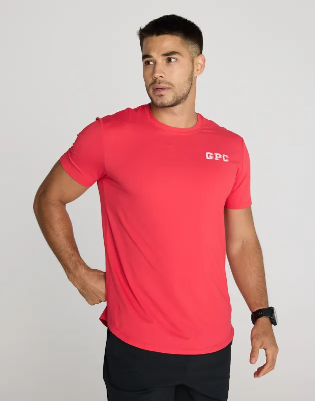 GPC Train Speed Tee in Power Red sold by Gym+Coffee