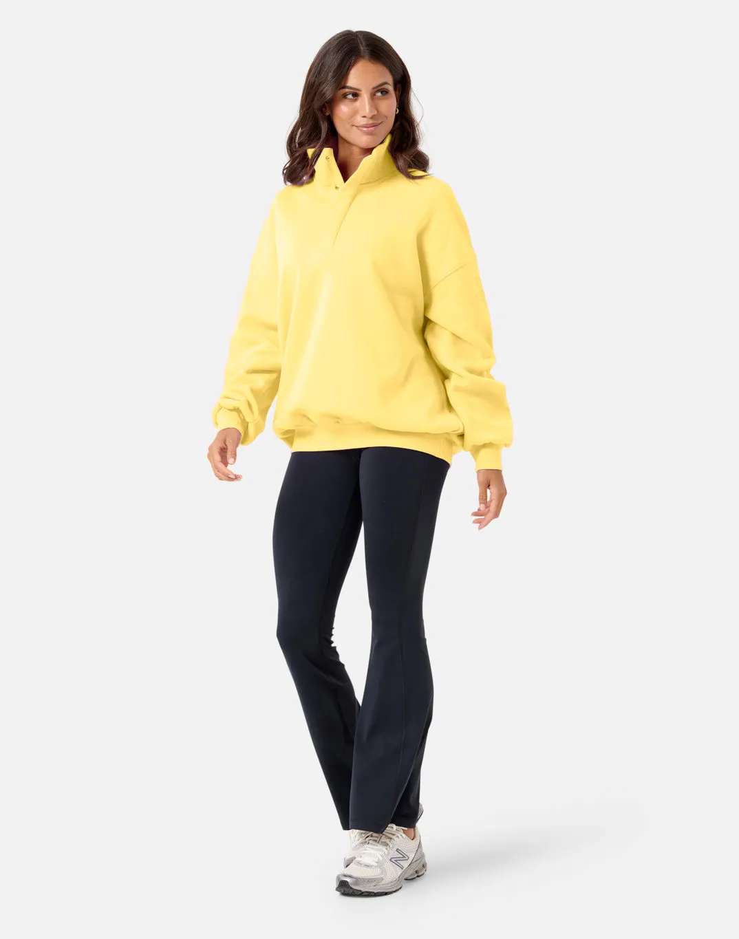Snap Collar Sierra Sweatshirt in Lemon Sorbet sold by Gym+Coffee product image thumbnail 3