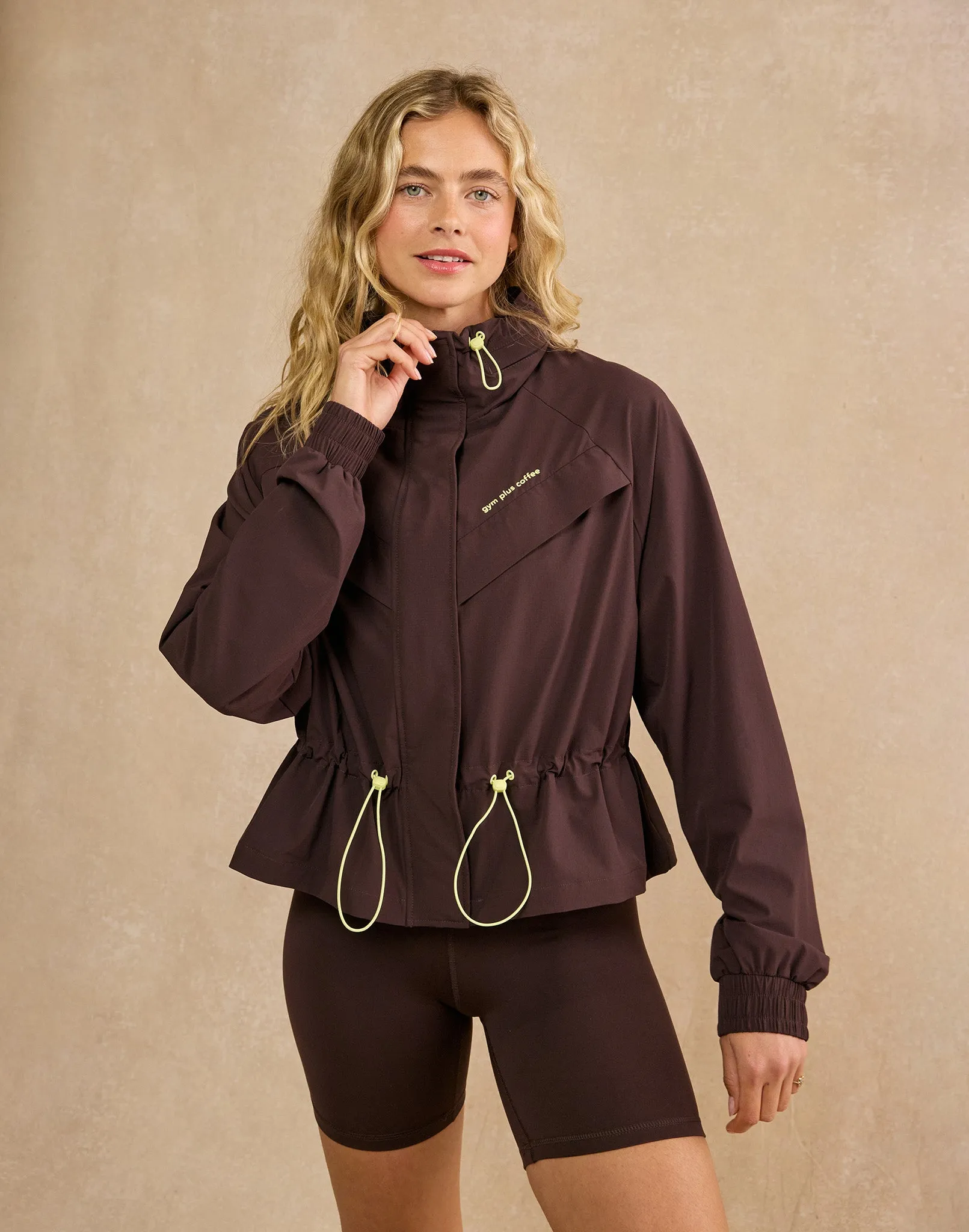 Cinch Windbreaker in Mocha Bean sold by Gym+Coffee
