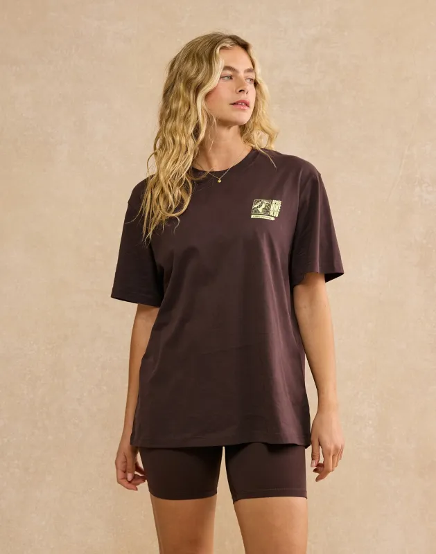 Oversized Print Tee in Mocha Bean made by Gym+Coffee