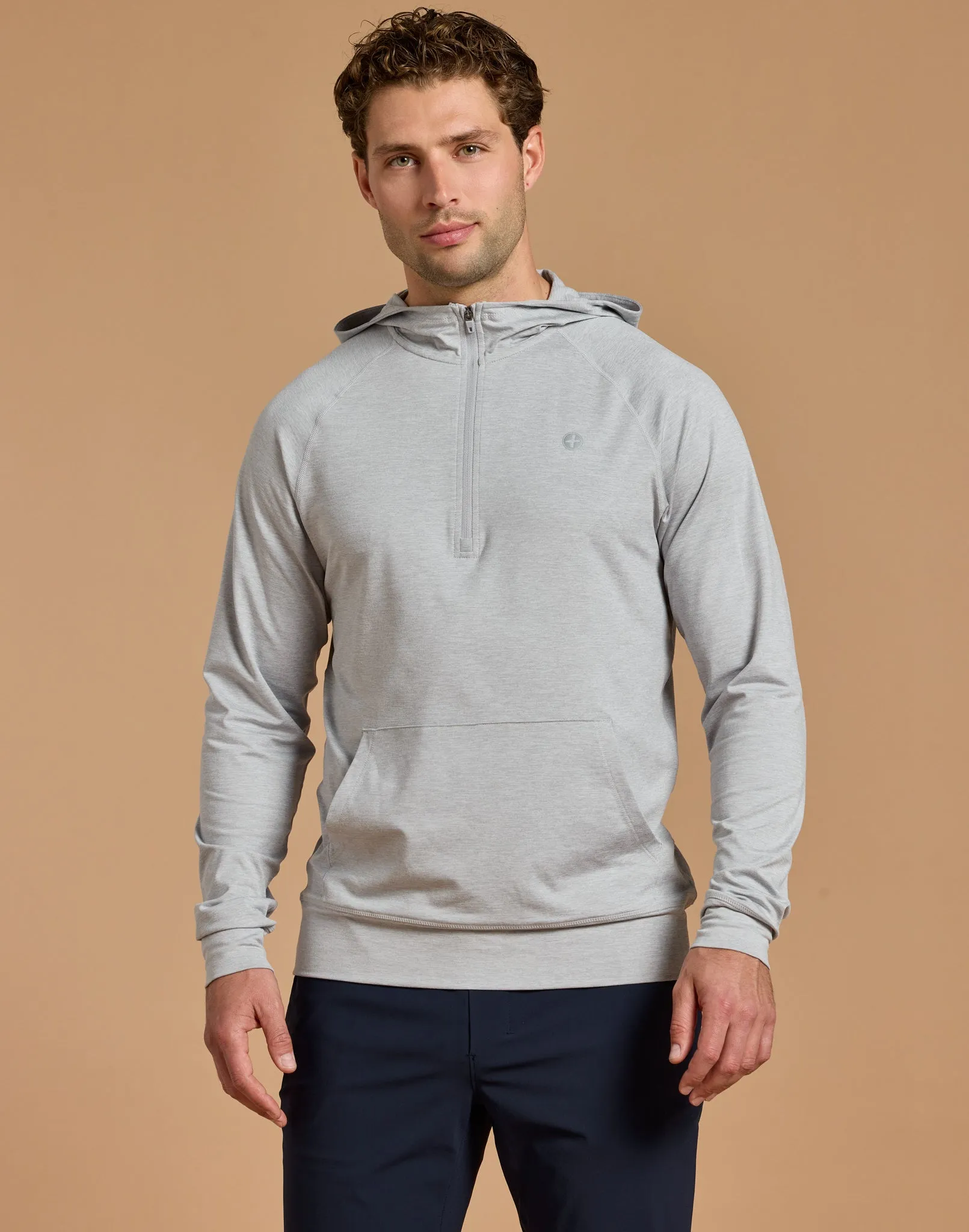 Hoodie in Stone Grey Marl sold by Gym+Coffee