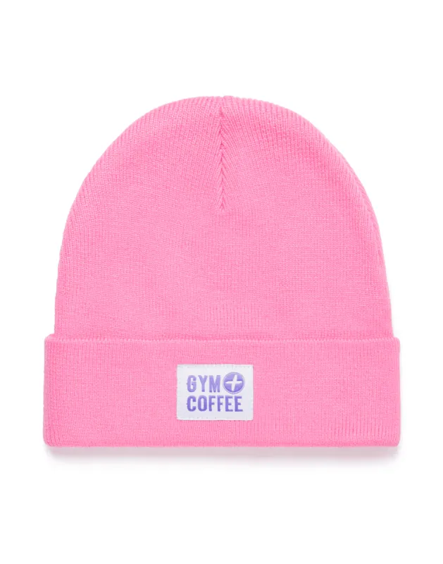 Knit Beanie in Bright Pink sold by Gym+Coffee