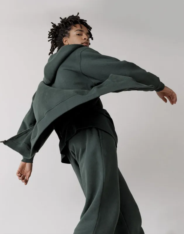 The Oversized Zip Hoodie in Earth Green sold by Gym+Coffee