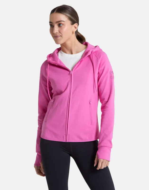 Chill Zip Hoodie in Empower Pink sold by Gym+Coffee