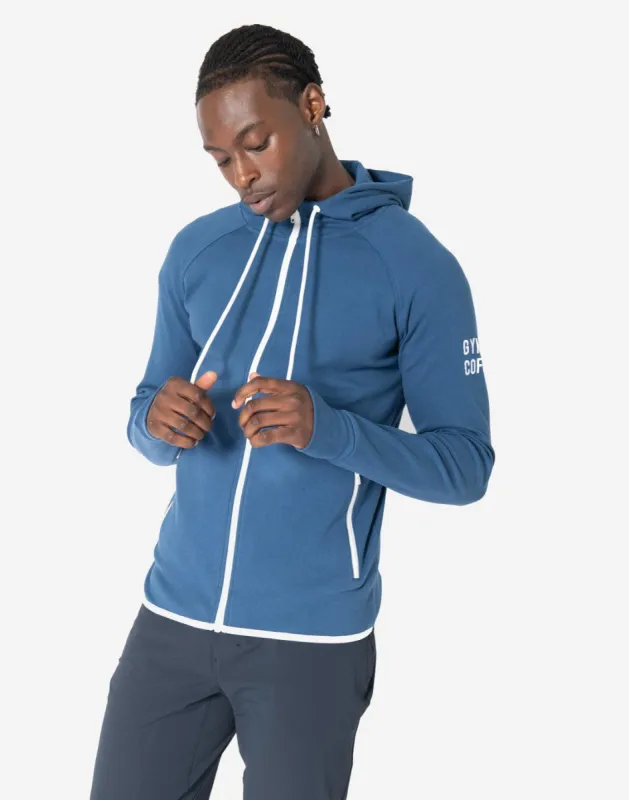 Chill Zip Hoodie in Silk Blue sold by Gym+Coffee