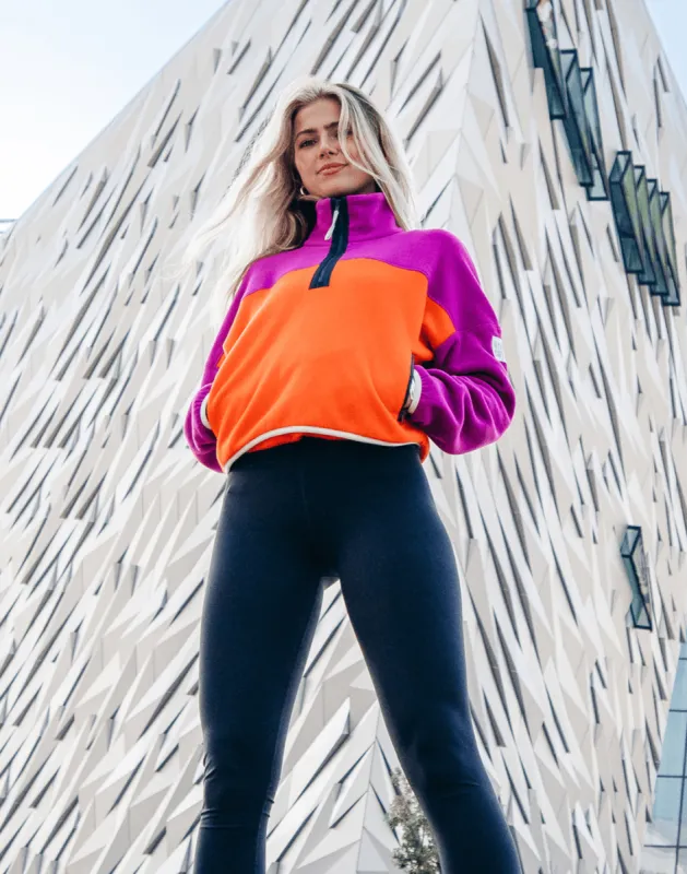 Half Zip Crop Polar Fleece in Very Berry sold by Gym+Coffee