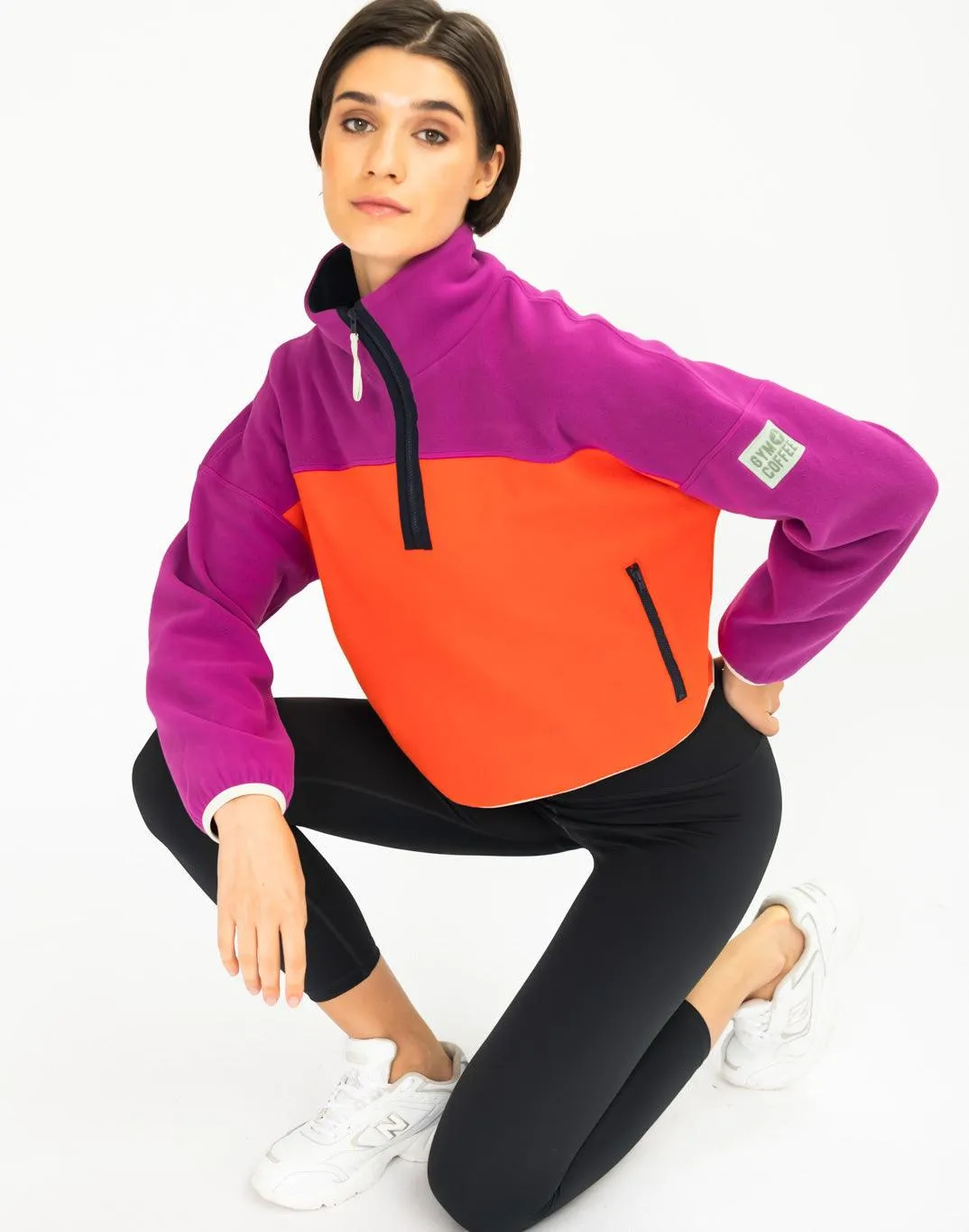 Half Zip Crop Polar Fleece in Very Berry sold by Gym+Coffee product image thumbnail 4
