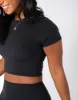 Aurora Crop Tee in Black sold by Gym+Coffee