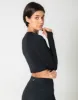 Aurora Long Sleeve Crop Tee in Black sold by Gym+Coffee