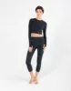 Aurora Long Sleeve Crop Tee in Black sold by Gym+Coffee