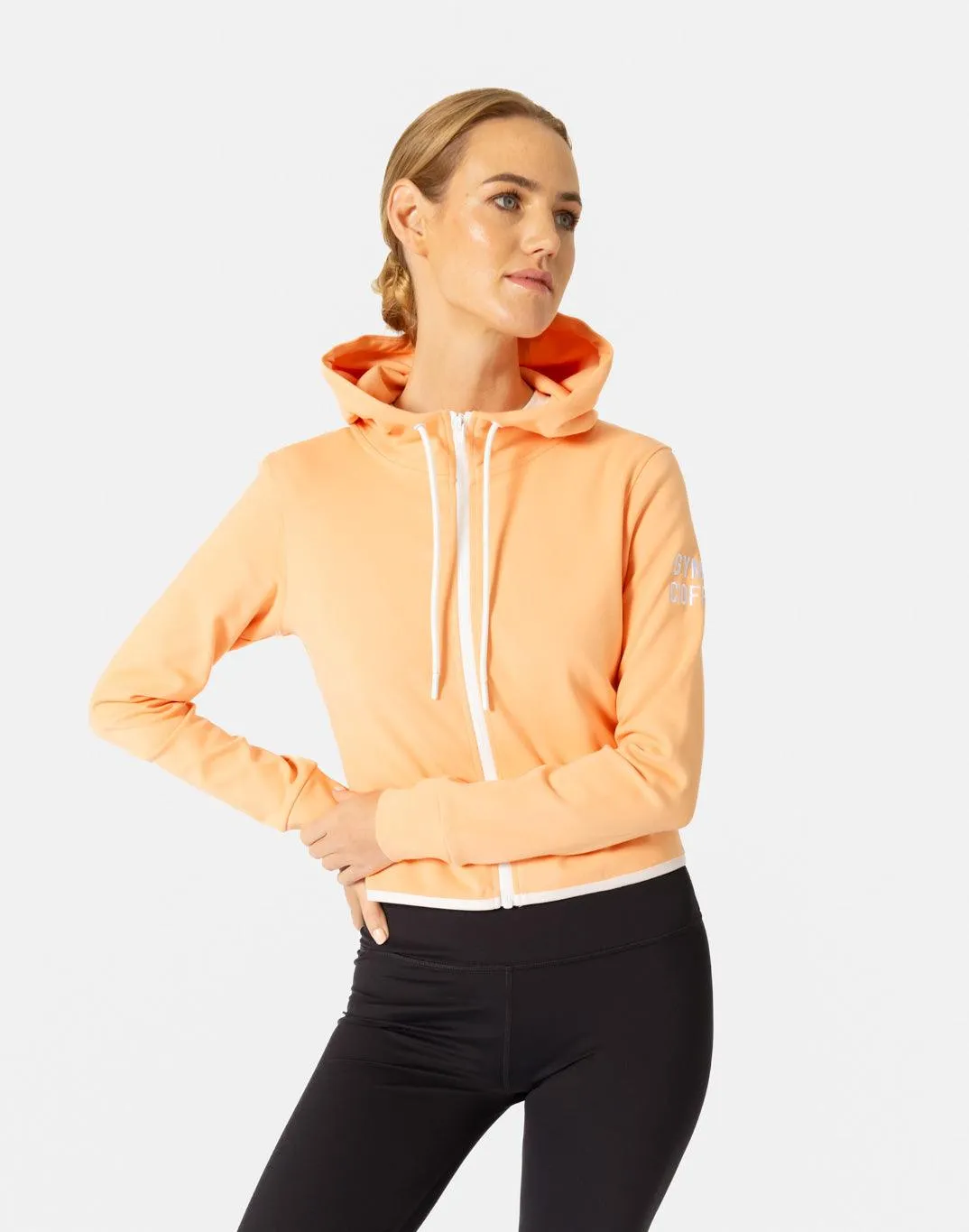 Chill Zip Crop Hoodie in Soft Peach sold by Gym+Coffee product image thumbnail 3