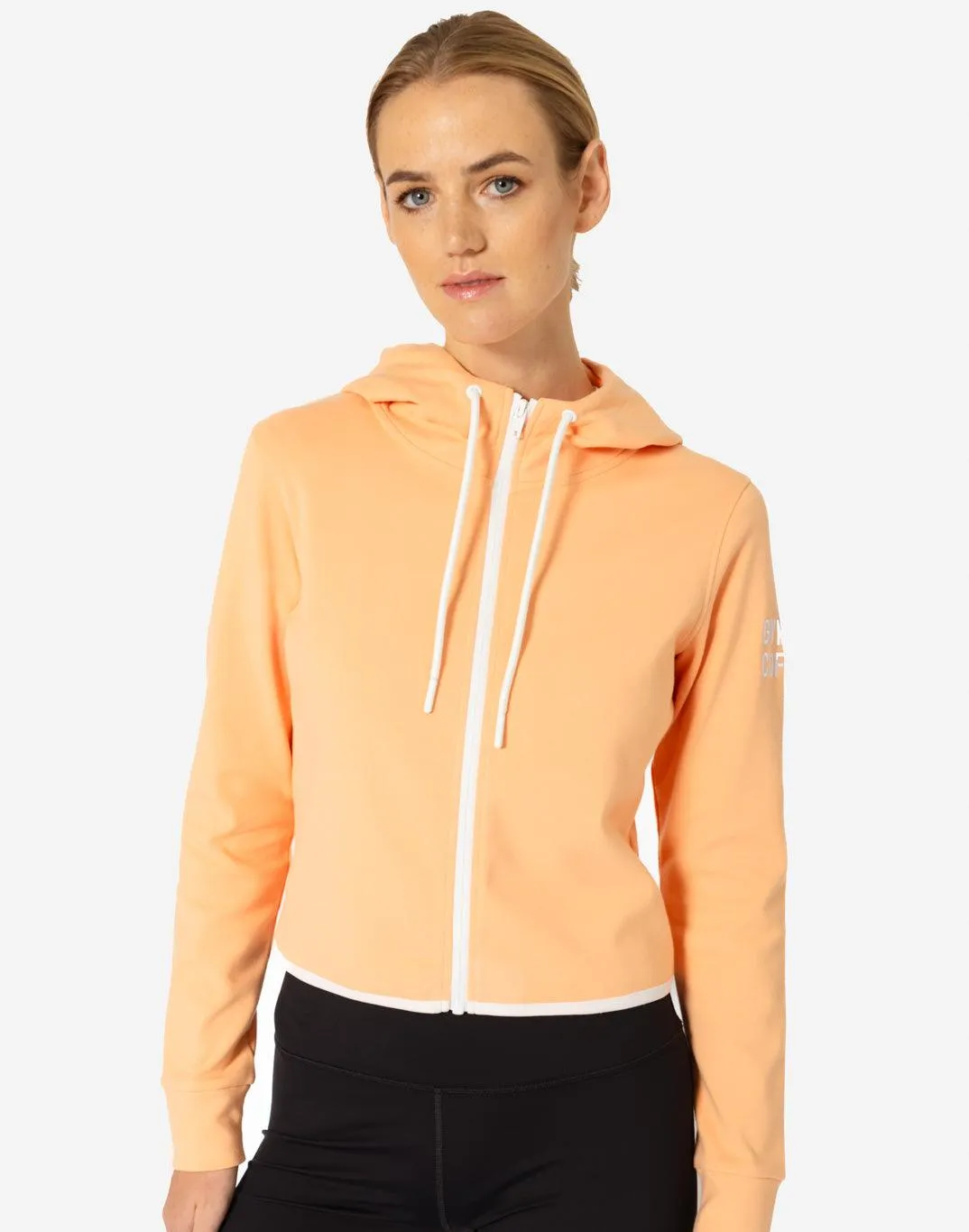 Chill Zip Crop Hoodie in Soft Peach sold by Gym+Coffee product image thumbnail 2