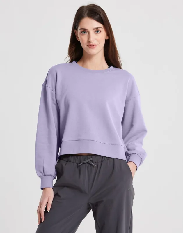 Avenue Puffed Sleeve Crew in Lilac sold by Gym+Coffee